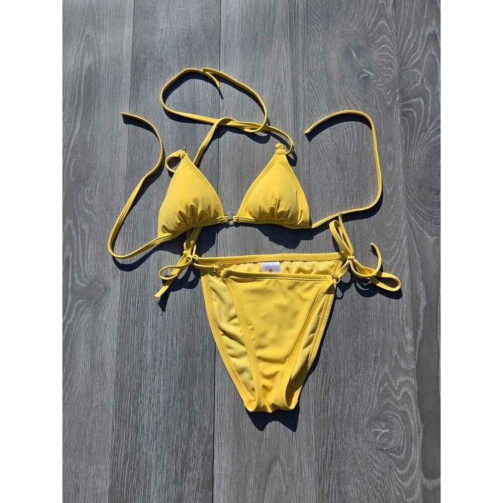 Shade & Shore Bright Yellow Triangle Tie-Side Bikini